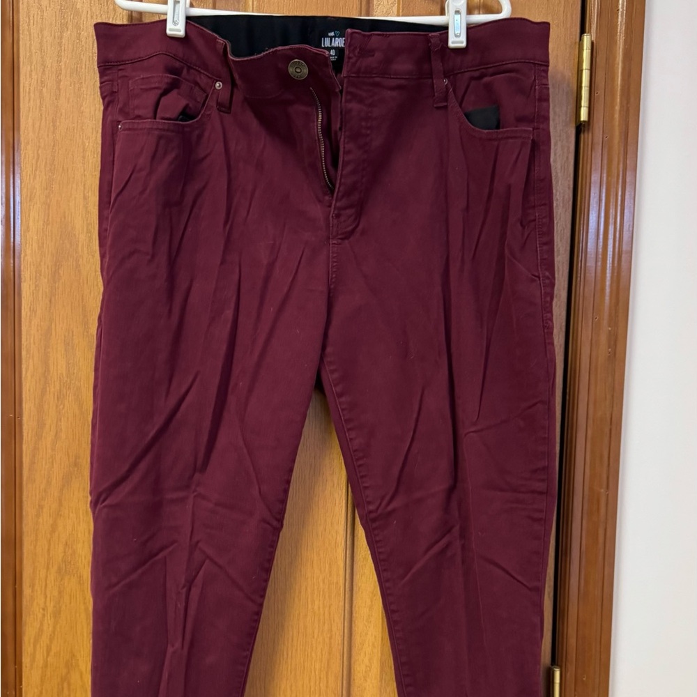 LuLaRoe Women's Skinny Fit Pants jeans Maroon Red Comfort Stretch Slimming siz40